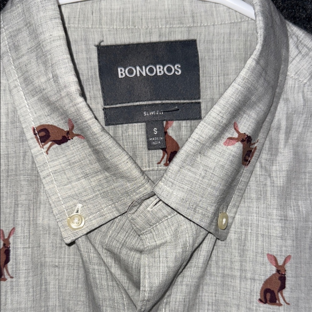 Bonobos  Rabbit Light Gray Shirt with Red Pattern - Picture 2 of 6